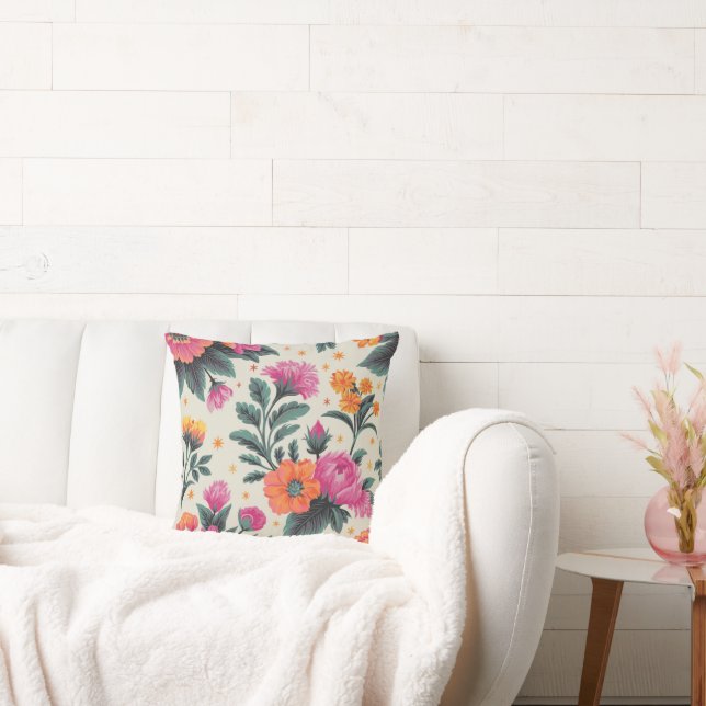 blommigt för elegant, vattenfärg, dekorativ mönste kudde (Soffa)