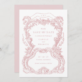 Blommigt för elegant Vintage Toile Spara datum Inbjudningar