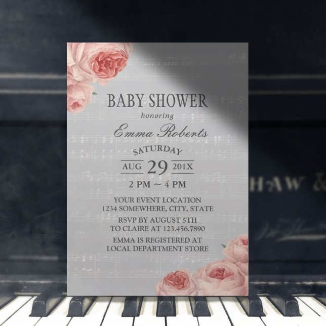 Blommigt för Eleganten Music Baby Shower Inbjudningar (Skapare uppladdad)