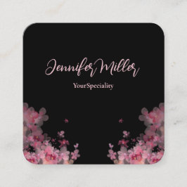 blommigt för elegantens vattenfärg svart  fyrkantigt visitkort