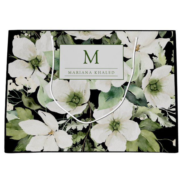 blommigt för elegantens vattenfärg, svart och vit (Framsidan)