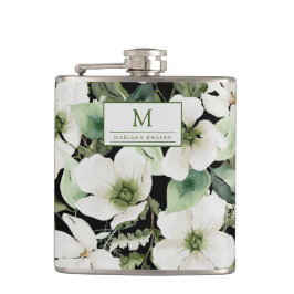 blommigt för elegantens vattenfärg, svart och vit fickplunta