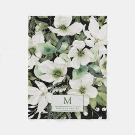 blommigt för elegantens vattenfärg, svart och vit fleecefilt