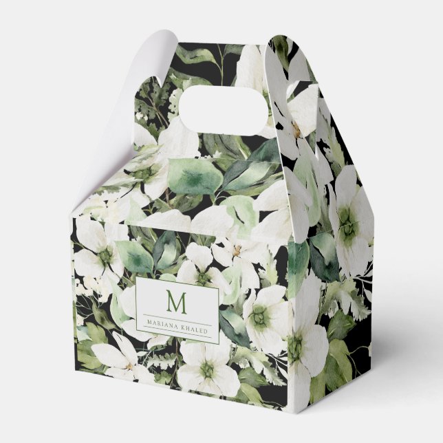 blommigt för elegantens vattenfärg, svart och vit presentaskar (Framsidan Sidan)