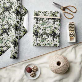 blommigt för elegantens vattenfärg, svart och vit presentpapper