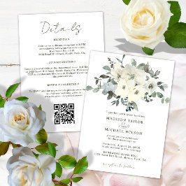 Blommigt för elfenbensfärgen allt i ett Bröllop Inbjudningar