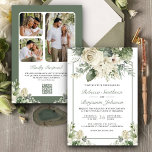 Blommigt för Elfenbenskusten Ro Sage Grönt Foto QR Inbjudningar<br><div class="desc">Akta dina gäster med den här elegant bröllop inbjudan med roliga blommor och modern typografi med QR-koden för onlinens OSA. Lägg bara till din händelseinformation på den här lättåtkomliga mallen och lägg till det här kortet med dina favoritfoton för att göra det till en inbjudan av typen "one-of-a-natura".</div>