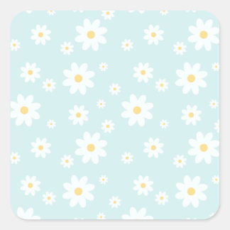 Blommigt för enkel Classy White-Daisy Fyrkantigt Klistermärke