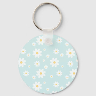 Blommigt för enkel Classy White-Daisy Nyckelring