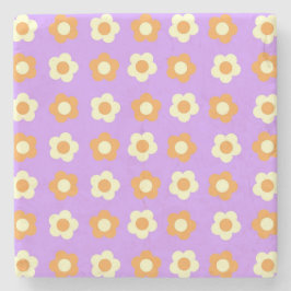 Blommigt för enkel färglös Lila Orange i Mönster Stenunderlägg