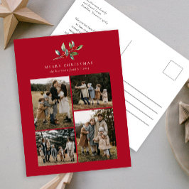 Blommigt för enkel julfärgsfärg Photo Collage Helg Vykort