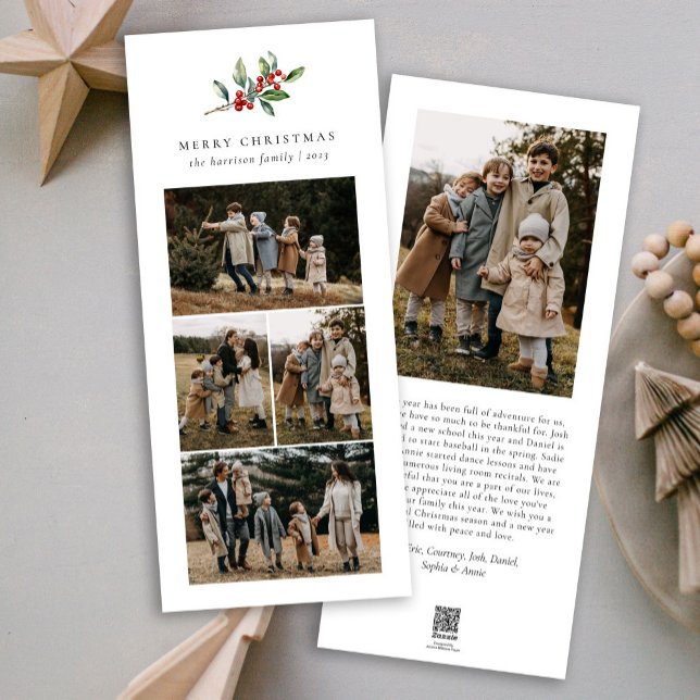 Blommigt för enkel julfärgsfärg Photo Collage Julkort (Skapare uppladdad)