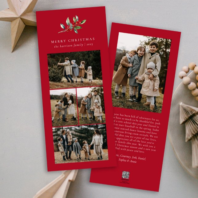 Blommigt för enkel julfärgsfärg Photo Collage Julkort (Skapare uppladdad)