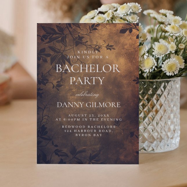 Blommigt för enkel och Elegant mörk Bachelor Party Inbjudningar (Skapare uppladdad)
