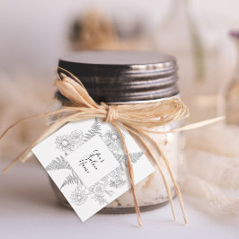 Blommigt för enkla dränerade svarta och vita strec gåvor etiketter