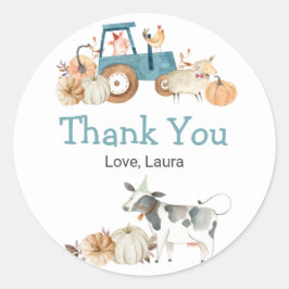 Blommigt för Fall Pumpkin Farm Animal Tractor Runt Klistermärke