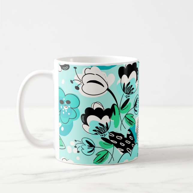 Blommigt för färgad Grönt med omvänd Abstrakt Kaffemugg (Vänster)