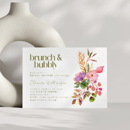 Blommigt för färgad vattenfärg Brunch BubLY Shower Inbjudningar
