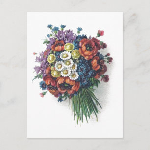 Blommigt för färgad Vintage Bouquet-vykort Vykort