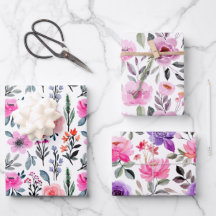 Blommigt för färgade Pinks och Lila Watercolor