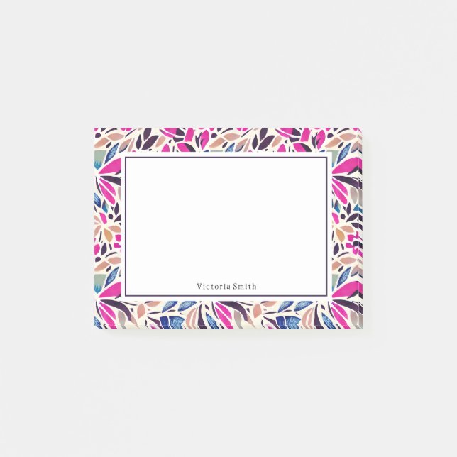 Blommigt för färgade urklipp post-it block (Framsida)