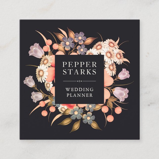 Blommigt för färgämnen och Elegant Bouquet | AFFÄR Fyrkantigt Visitkort (Framsida)