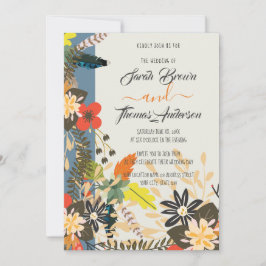 BLOMMIGT FÖR FÄRGBURNT BLUE BOHO INBJUDNINGAR