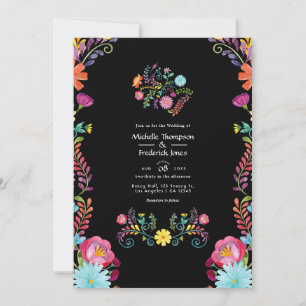 Blommigt för färgen Watercolor Mexican Fiesta Bröl Inbjudningar