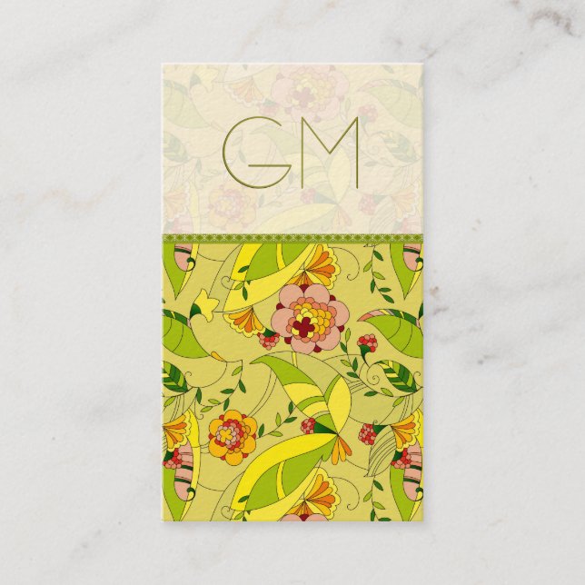 Blommigt för färgfull Retro-Abstrakt, kollage 3 Visitkort (Framsida)