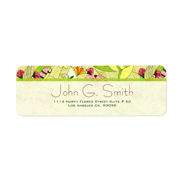 Blommigt för färgfull Retro-Abstrakt-kollage Returadress Etikett (Framsidan)