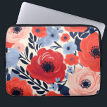 Blommigt för färglös modern Rött vitt blått vatten Laptop Fodral<br><div class="desc">Färgfull Modern Rött vitt blått Watercolor Blommigt Laptop sleeve har en modern design av rött och blåa blommor mot en vit bakgrund. Designad av Evco Studio www.zazzle.com/store/evcostudio</div>