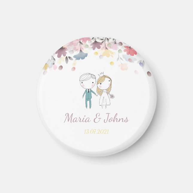 Blommigt för färglös Vår-vattenfärg med  Magnet (Framsidan)