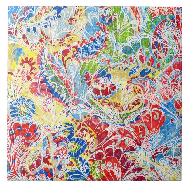 Blommigt för färglös vintage kakelplatta (Framsidan)