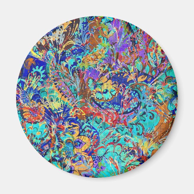 Blommigt för färglös vintage magnet (Framsidan)