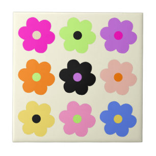 Blommigt för färglösa enkla Daisy Retro BOHO-Chic Kakelplatta