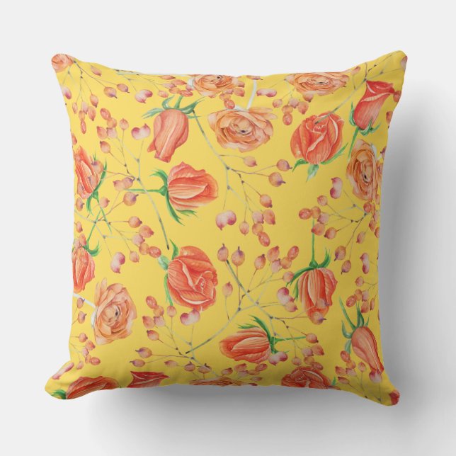 Blommigt för färglöst trendig av familjen mönster  kudde (Framsida)