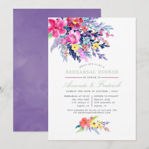 Blommigt för färglöst vattenfärg: Rehearsal Dinner Inbjudningar