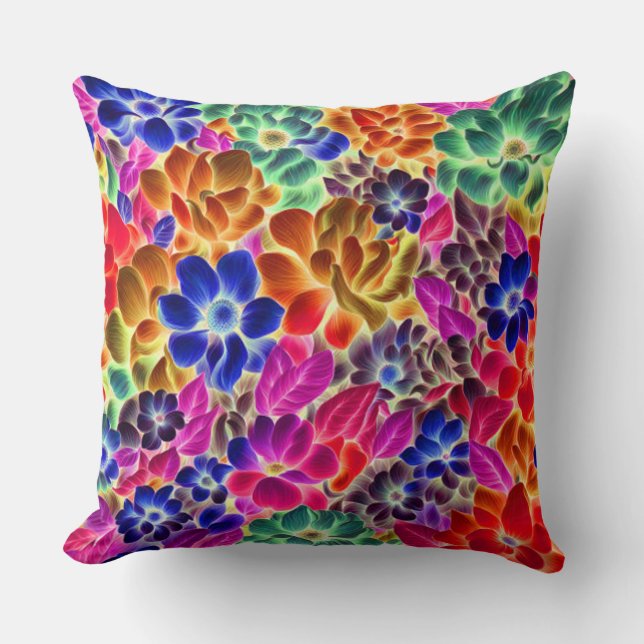 Blommigt för färgstark Abstrakt #67 - Kudde (Framsida)