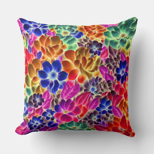Blommigt för färgstark Abstrakt #67 - Kudde (Framsida)