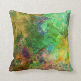 Blommigt för färgstark Abstrakt Kudde