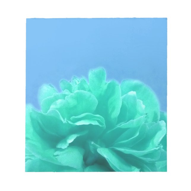 Blommigt för färgstark blå Grönt Anteckningsblock (Framsida)