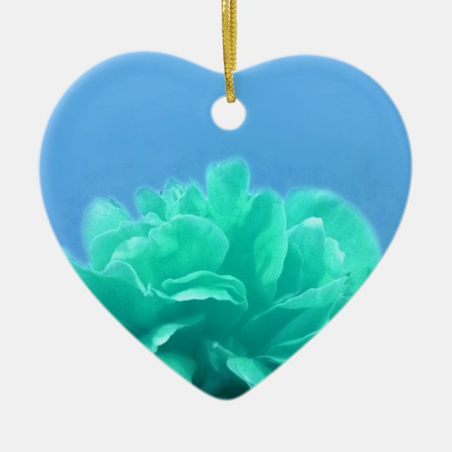 Blommigt för färgstark blå Grönt Julgransprydnad Keramik (Framsidan)