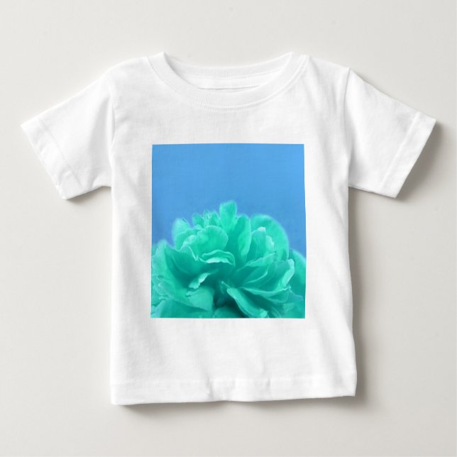 Blommigt för färgstark blå Grönt T Shirt (Framsida)