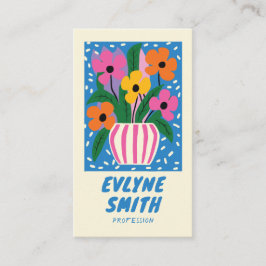 Blommigt för färgstark blått handskriven ritad Ret Visitkort