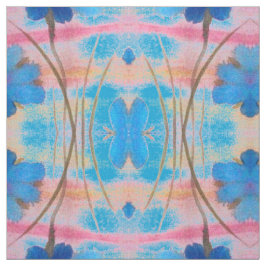 Blommigt för färgstark blått och Rosa Skriv ut Tyg