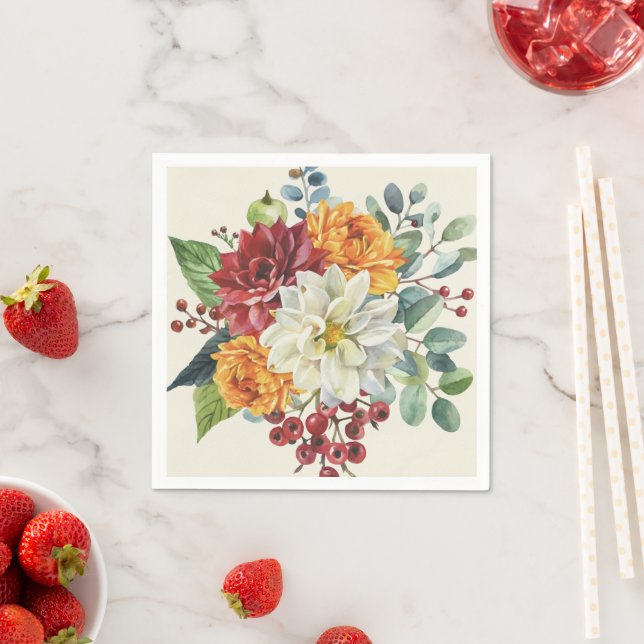 Blommigt för färgstark Elegant Pappersservett (Insitu)