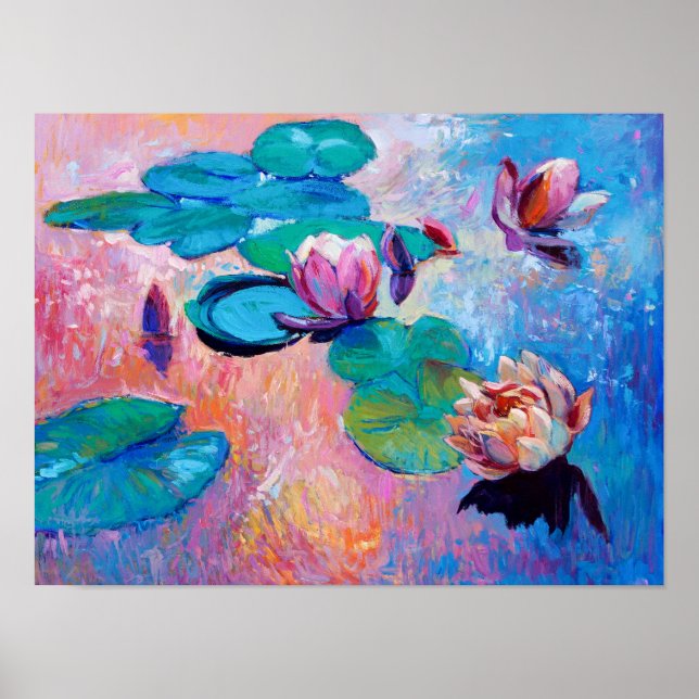 Blommigt för färgstark Rosa Abstrakt  Skriv ut Poster (Framsidan)