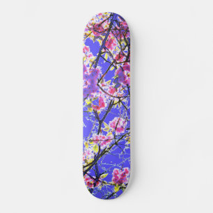 Blommigt för färgstark rosa, blå abstrakt skateboard bräda 20,5 cm