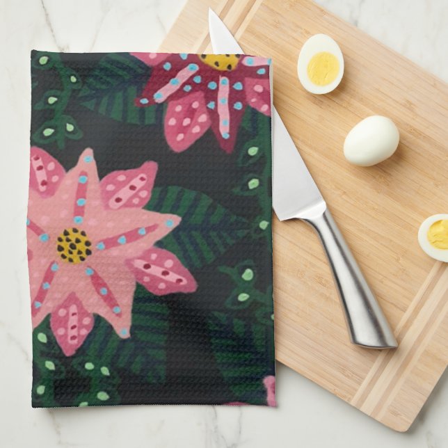 Blommigt för färgstark Rosa Bouquet Kökshandduk (Vikt i Fjärdedel)