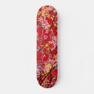 Blommigt för färgstark rosa röd abstrakt skateboard bräda 20,5 cm